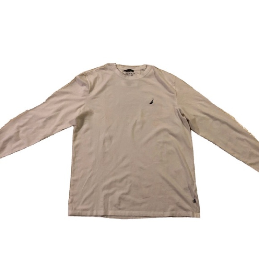 Nautica Mens Long Sleeve Shirt Men’s Size Large White Blue Nautica Logo